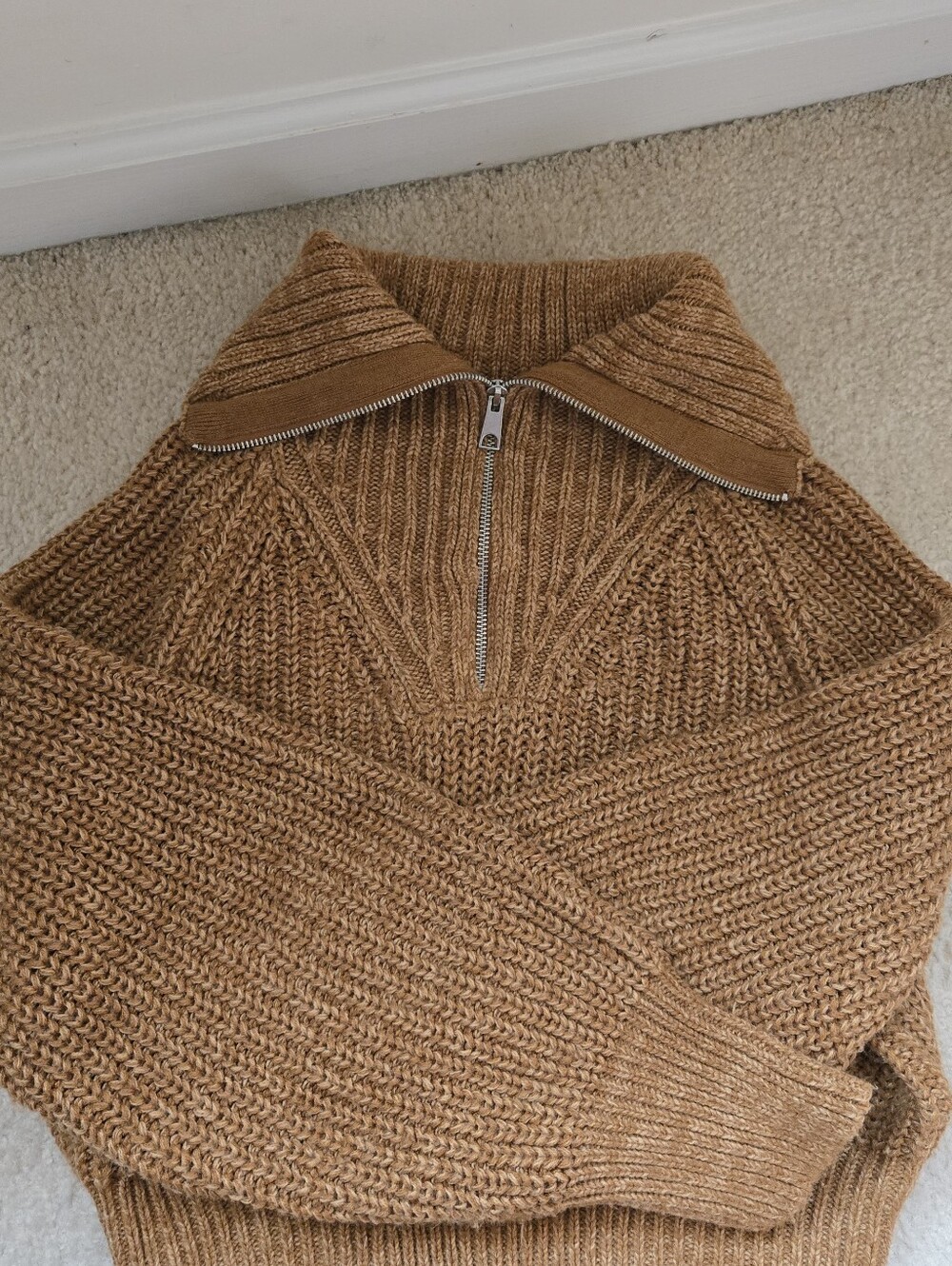 H&M Cropped Half-Zip Turtleneck Sweater - Camel Brown - Picture 6 of 6